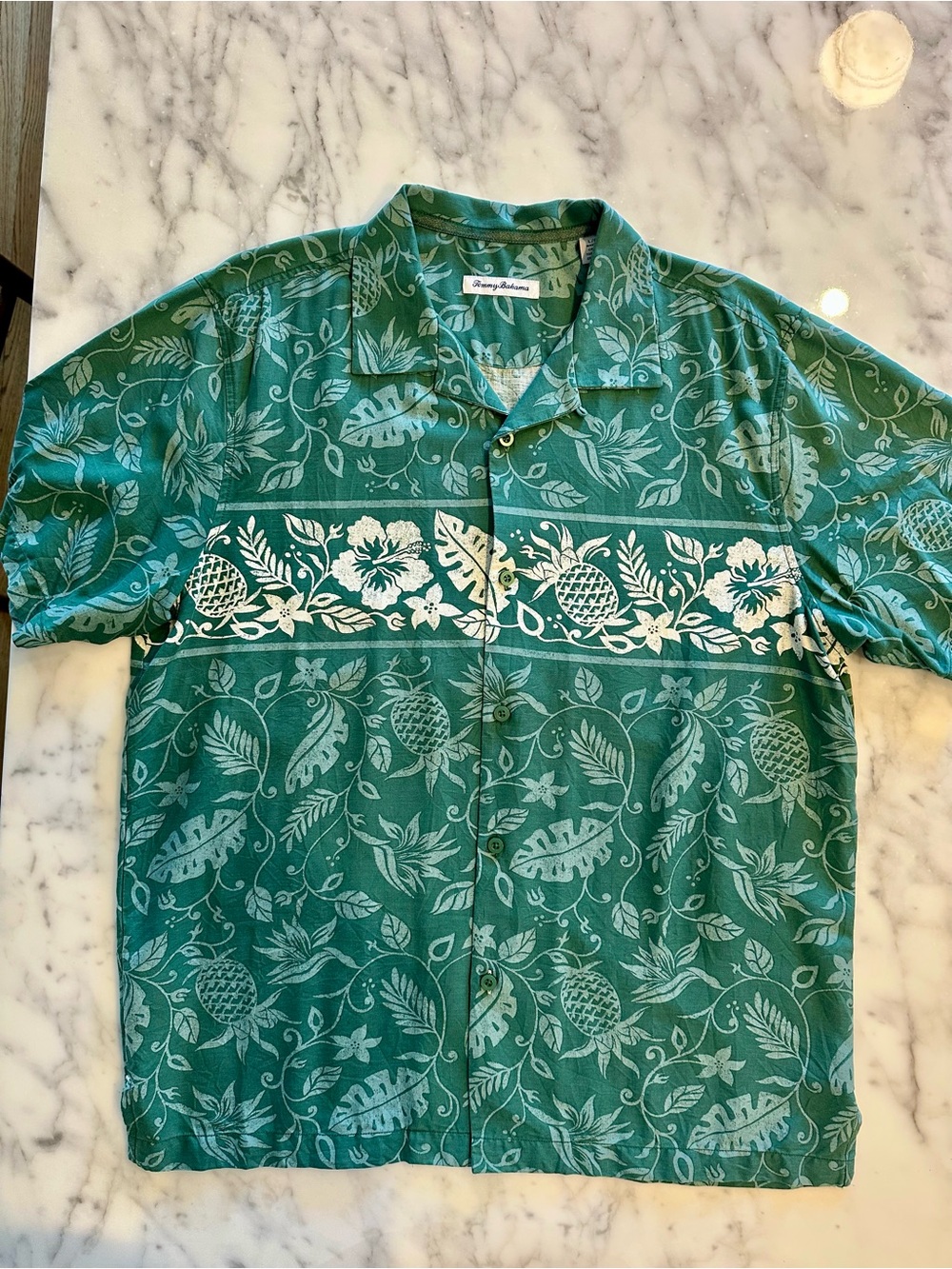 Tommy Bahama Green Pineapple Print Camp Shirt - Large